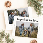 Cartão De Festividades Juntos no Love Modern Three Photo Christmas<br><div class="desc">Este "moderno Elegante Três Cartão de Férias de Natal" captura o calor da estação com um toque relaxado e sincero. A mensagem "juntos no amor" se mistura perfeitamente com a foto da sua família, acrescentando um sentimento acolhedor e pessoal ao seu cartões de natal. O design limpo e a tipografia...</div>
