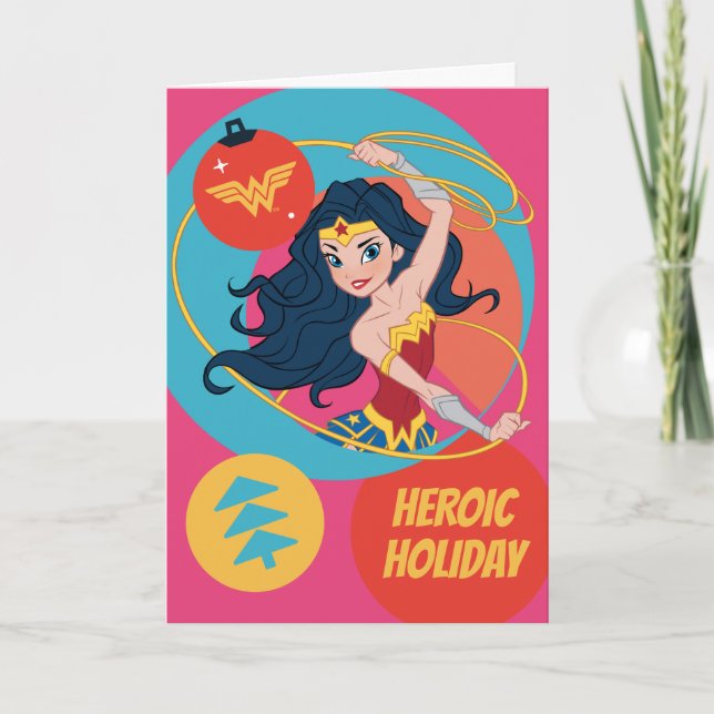 Cartão De Festividades Justice League Wonder Woman Holiday Bauble (Frente)