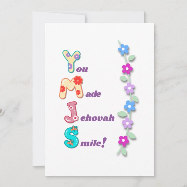 Cartão De Festividades JW Kids Greeting Card "You made Jehovah smile"! (Frente)