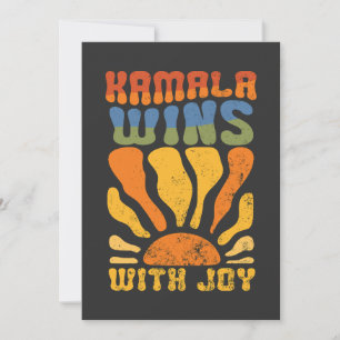 Cartão De Festividades Kamala ganha com Joy Retro Boho Harris Walz