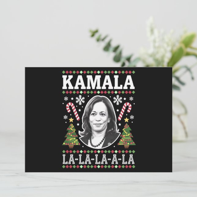 Cartão De Festividades Kamala Harris 2024 Natal Vírgula La Xmas (Em pé/Frente)