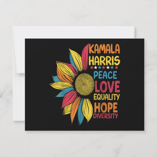 Cartão De Festividades Kamala Harris Paz Igualdade de Amor Esperam Divers (Frente)