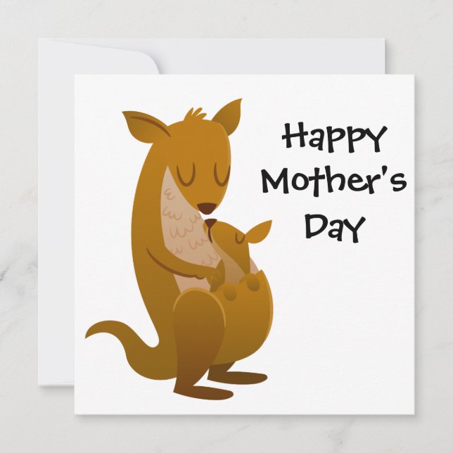 Cartão De Festividades Kangaroo and Joey Mother's Day Design (Frente)