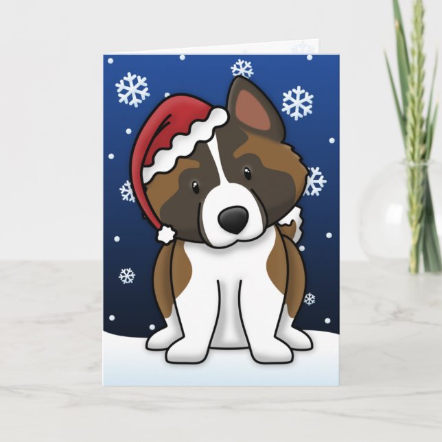 Cartão De Festividades Kawaii Akita Christmas Card (Frente)