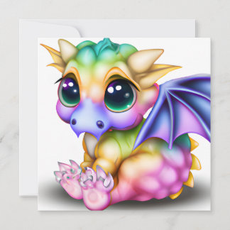 Cartão De Festividades Kawaii Baby Dargon, Bonita e Colorida