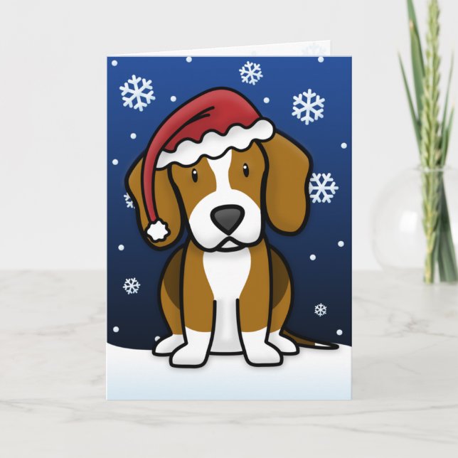 Cartão De Festividades Kawaii Beagle Christmas Card (Frente)