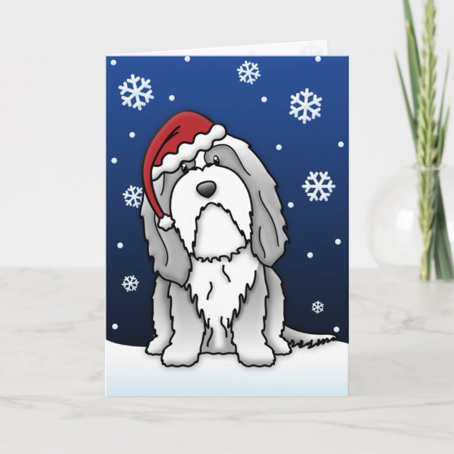 Cartão De Festividades Kawaii Bearded Collie Christmas Card (Frente)