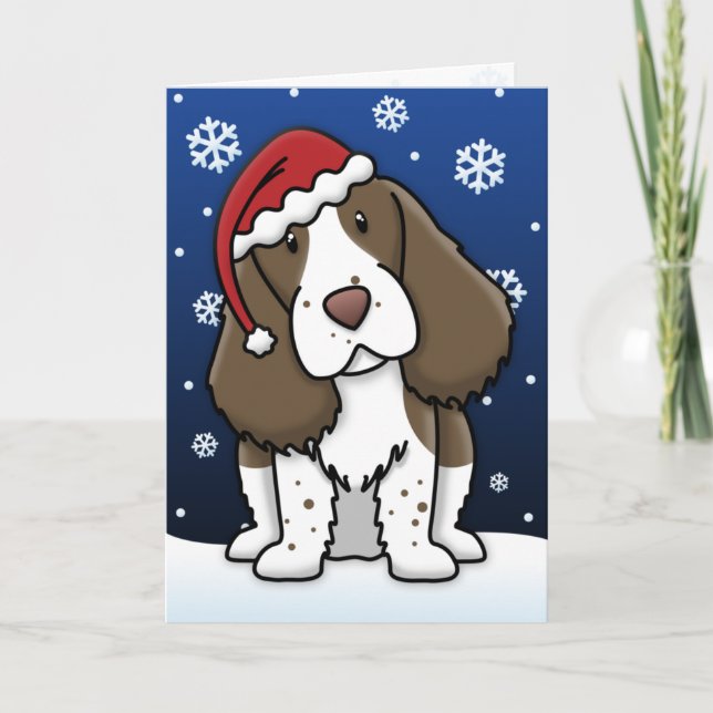 Cartão De Festividades Kawaii English Springer Spaniel Christmas Card (Frente)
