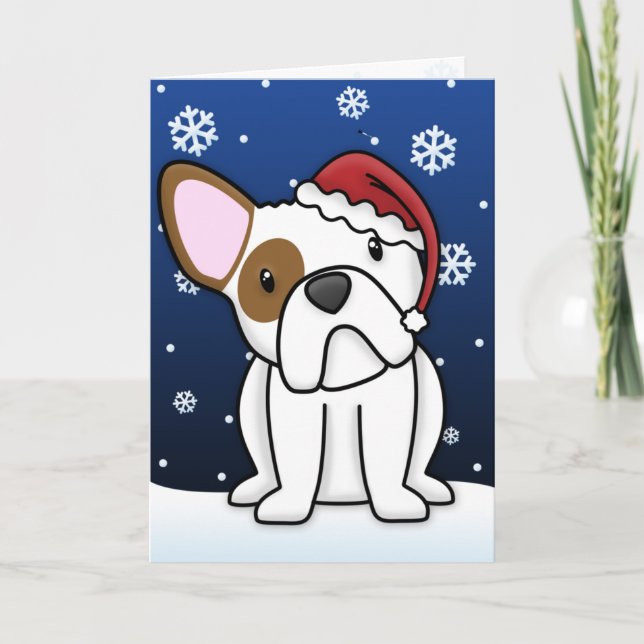 Cartão De Festividades Kawaii French Bulldog Christmas Card (Frente)