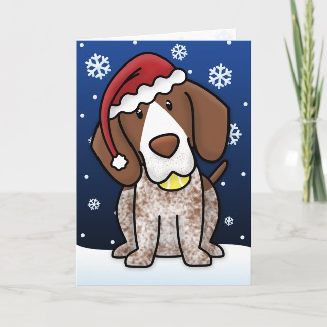 Cartão De Festividades Kawaii German Shorthair Pointer Christmas Card (Frente)