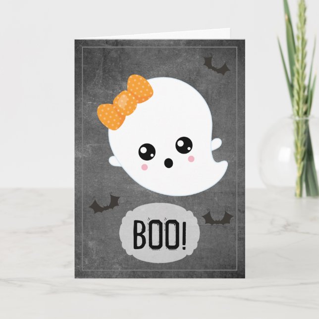 Cartão De Festividades Kawaii Ghost Halloween (Frente)