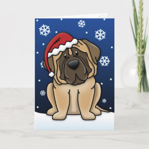 Cartão De Festividades Kawaii Mastiff Christmas Card
