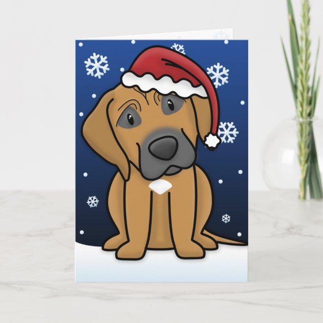 Cartão De Festividades Kawaii Rhodesian Ridgeback Christmas Card (Frente)
