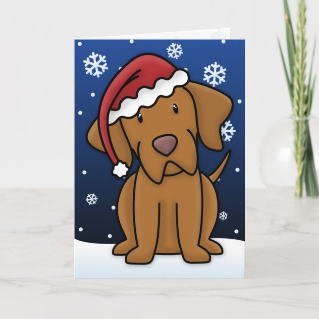 Cartão De Festividades Kawaii Vizsla Christmas Card (Frente)