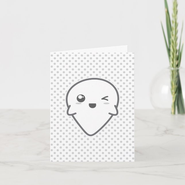 Cartão De Festividades Kawaii Winking Ghost Note Card (Frente)