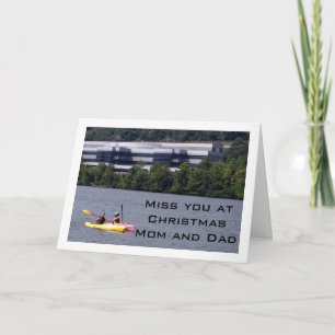 CARTÃO DE FESTIVIDADES KAYAKING HUMOR AS I MISS PARENTS AT CHRISTMAS