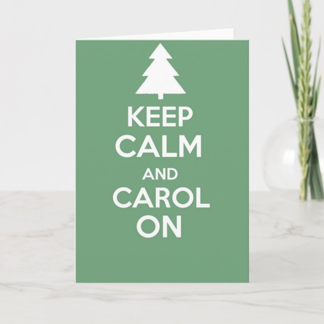 Cartão De Festividades Keep calm and carry on greetings card - XMAS Green (Frente)