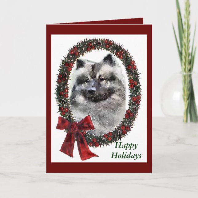 Cartão De Festividades Keeshond Christmas Gifts (Frente)