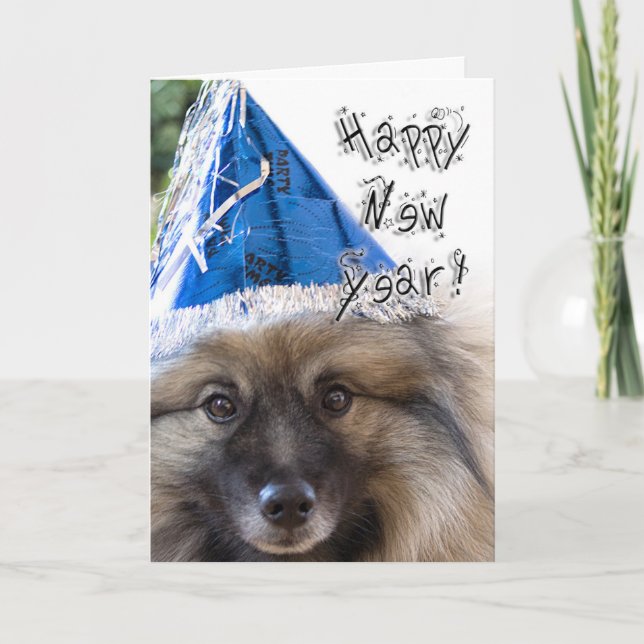 Cartão De Festividades Keeshond New Year greeting card (Frente)