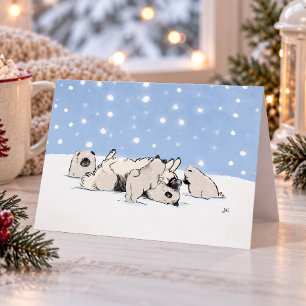 Cartão De Festividades Keesies na Neve Keeshond Natal Personalizado