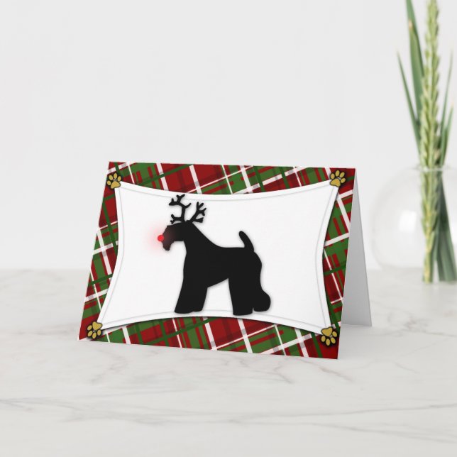 Cartão De Festividades Kerry Blue Terrier Reindeer Christmas Card (Frente)