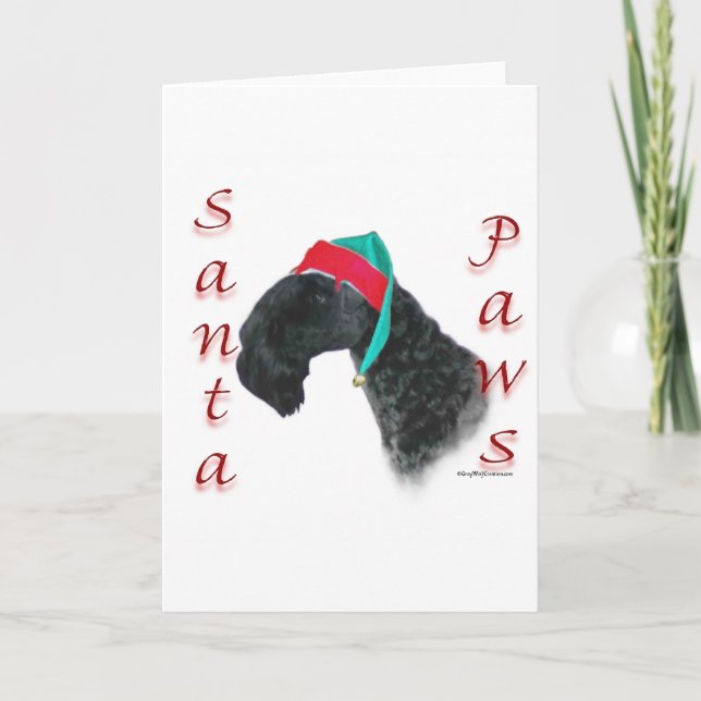 Cartão De Festividades Kerry Blue Terrier Santa Paws (Frente)