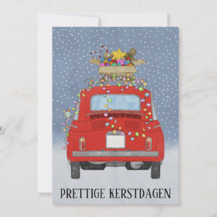 Cartão De Festividades Kerstdagen Holandês Natal Red Fiat 500