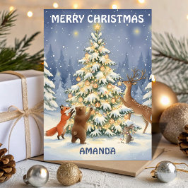 Cartão De Festividades Kids Christmas Forest Friends Glow Tree