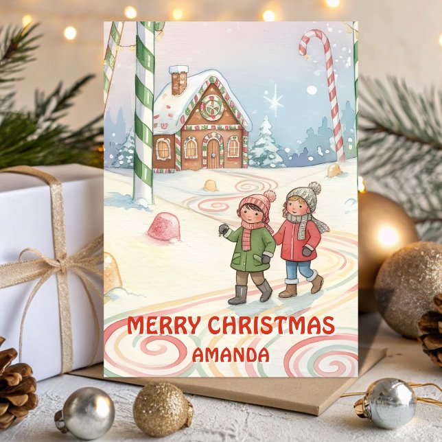 Cartão De Festividades Kids Christmas Peppermint Forest Trail (Criador carregado)