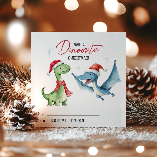 Cartão De Festividades Kids Classroom Dinosaur Christmas Holiday (Criador carregado)