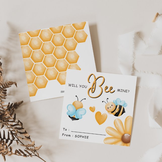 Cartão De Festividades Kids Classroom Will You Bee Mine? Valentines Day (Criador carregado)