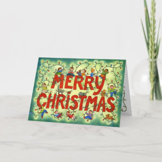 Cartão De Festividades Kids in Christmas Lights - Christmas Greeting Card