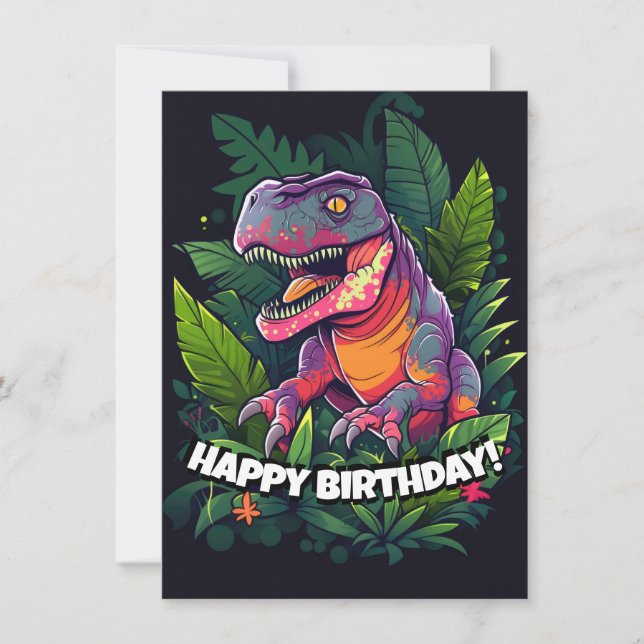 Cartão De Festividades Kids Jurassic Dino Dinosaur Aniversário Card (Frente)