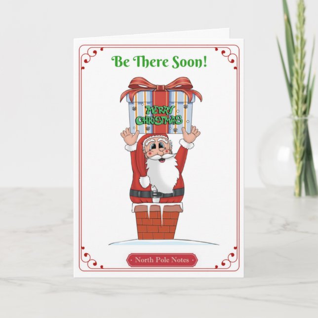 Cartão De Festividades Kids Santa Fun Christmas Card Message and Poem (Frente)