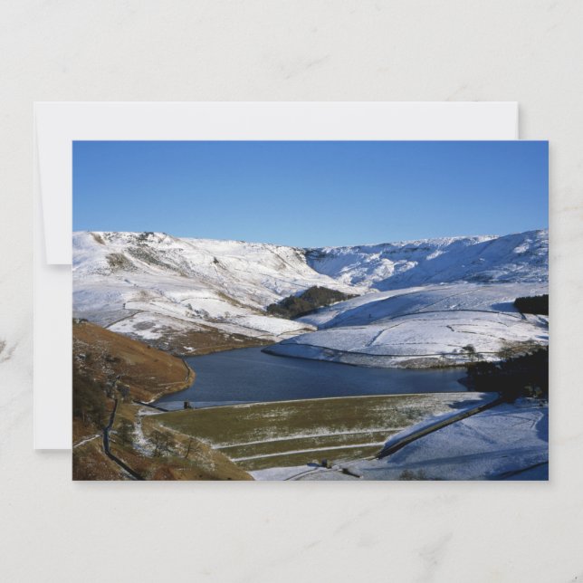 Cartão De Festividades Kinder Reservoir Derbyshire England Holiday Card (Frente)