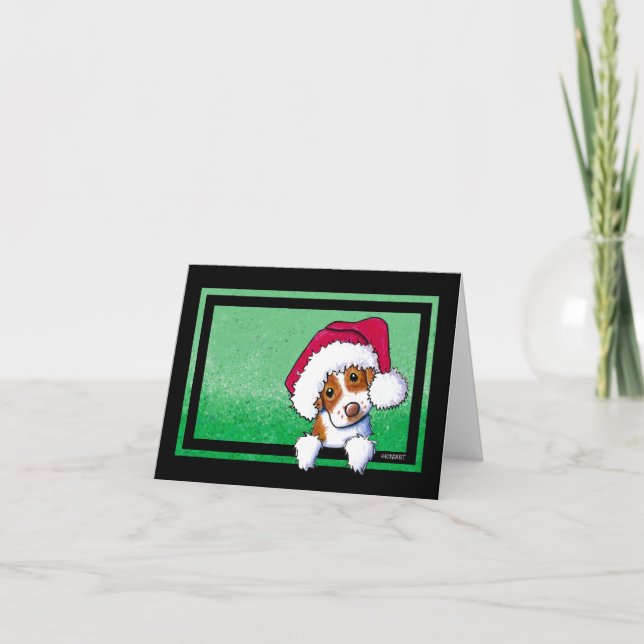 Cartão De Festividades KiniArt Brittany Dog Christmas (Frente)