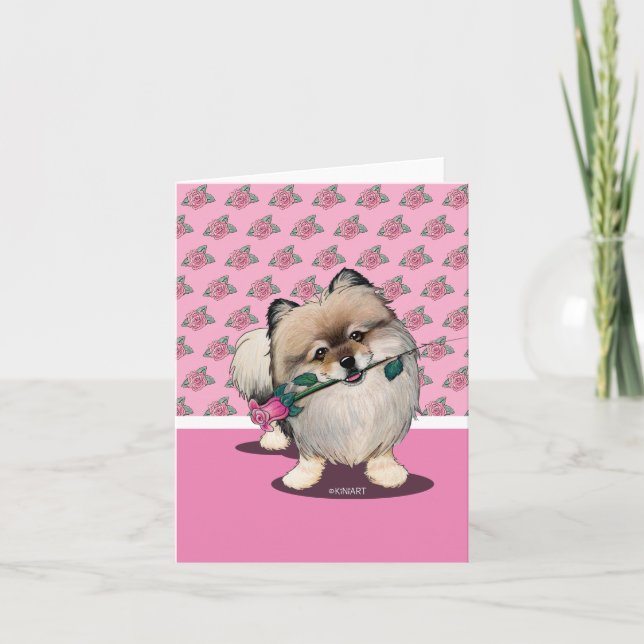 Cartão De Festividades KiniArt Pomeranian Walter (Frente)