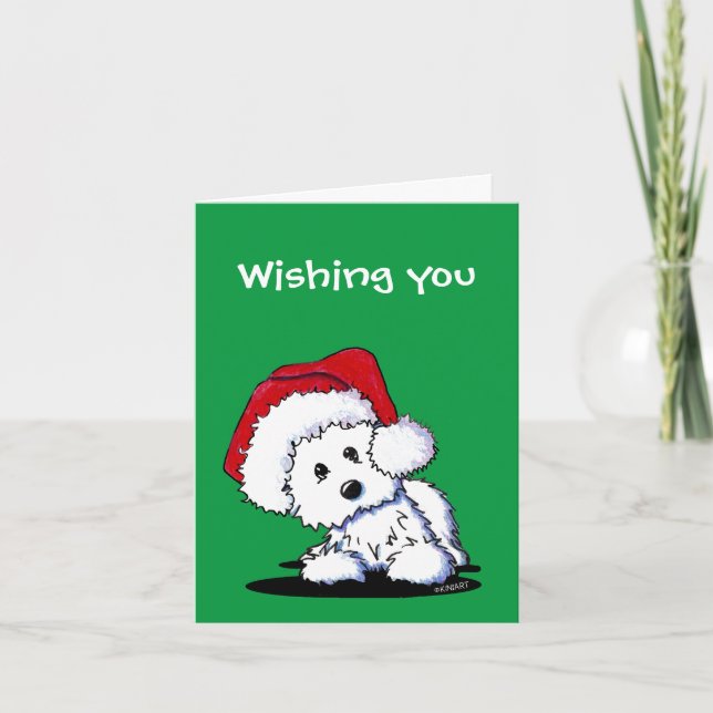 Cartão De Festividades KiniArt Santa Westie Dog Christmas Cards (Frente)