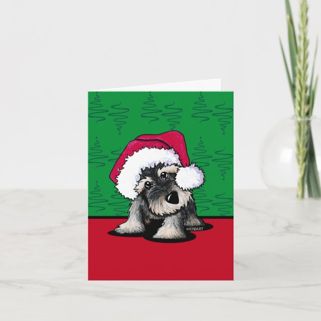Cartão De Festividades KiniArt Schnauzer Christmas Cards (Frente)