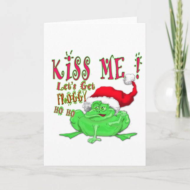 Cartão De Festividades Kiss Me lets get Froggy (Frente)