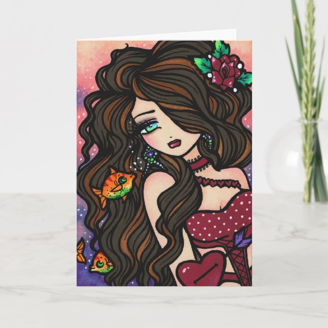 Cartão De Festividades "Kissy Fish" Mermaid Card (Frente)