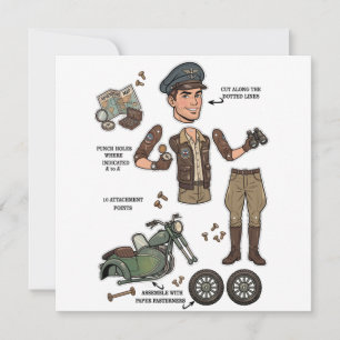 Cartão De Festividades Kit de boneca de papel aventureiro vintage