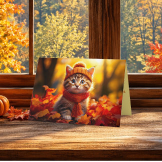 Cartão De Festividades Kit de Gatinho de Outono Aconchegante para Ação de