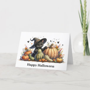 Cartão De Festividades Kit do Halloween da Bruxa Preta com Abóboras Gourd