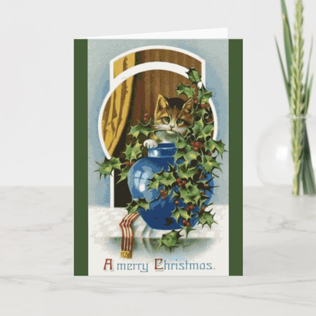 Cartão De Festividades Kitten Christmas Card (Frente)