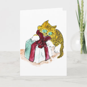 Cartão De Festividades Kitten está soltando uma Feliz