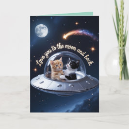 Cartão De Festividades Kitten Moon Valentine's Day Card