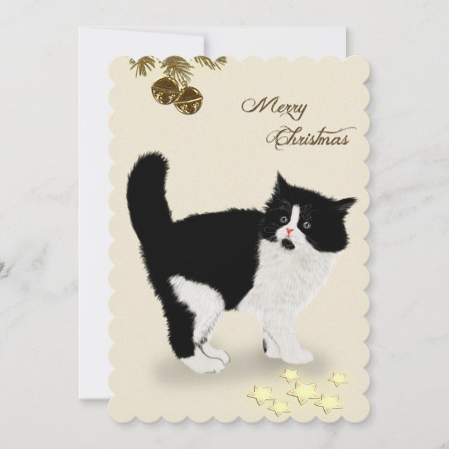 Cartão De Festividades Kitten Natal (Frente)