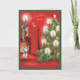 Cartão De Festividades Kitten Waiting for Christmas Morning Card