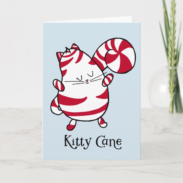 Cartão De Festividades Kitty Cane Candy Cane Christmas Blank Inside Card (Frente)